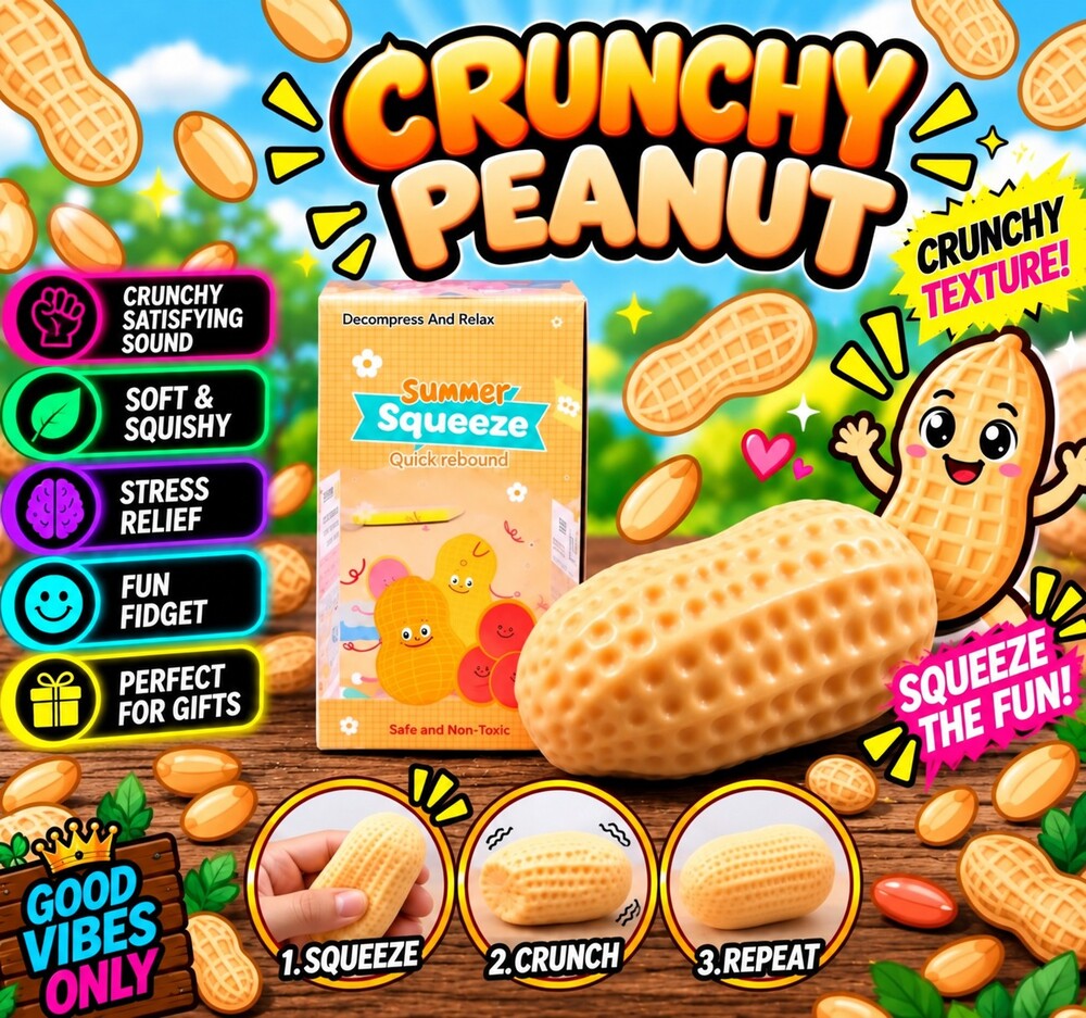 Crunchy Peanut Squishy Toy Yellow Stress Relief Fidget